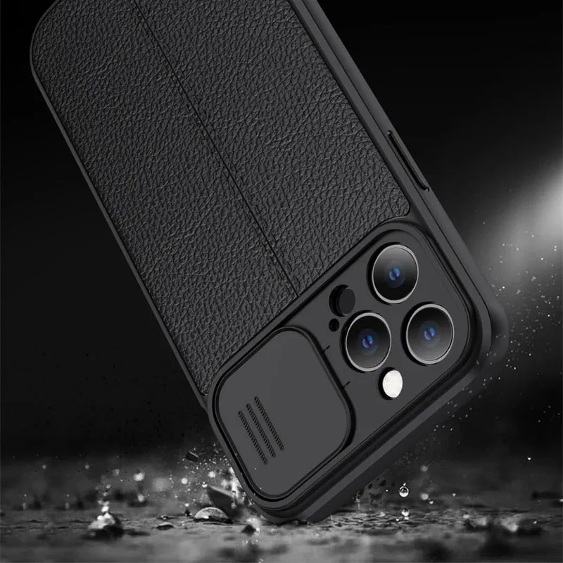 Leather Protective Case with Camera Protector for iPhone