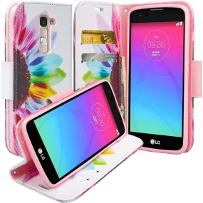 LG K8 | LG Phoenix 2 | LG Escape 3 Wallet Case, Wrist Strap [Kickstand] Pu Leather Wallet Case with ID & Credit Card Slots for LG K8 | LG Phoenix 2 | LG Escape 3 - Sun Flower