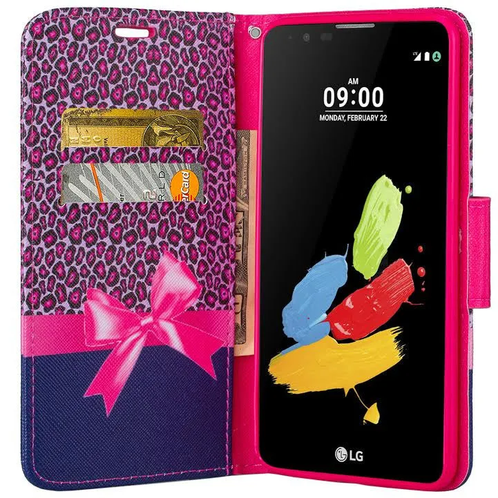 LG Stylo 2 Case, LG Stylo 2 V Wallet Case [Kickstand] Pu Leather Wrist Strap Wallet Case w/ ID & Card Slots & Pocket - Cheetah Print