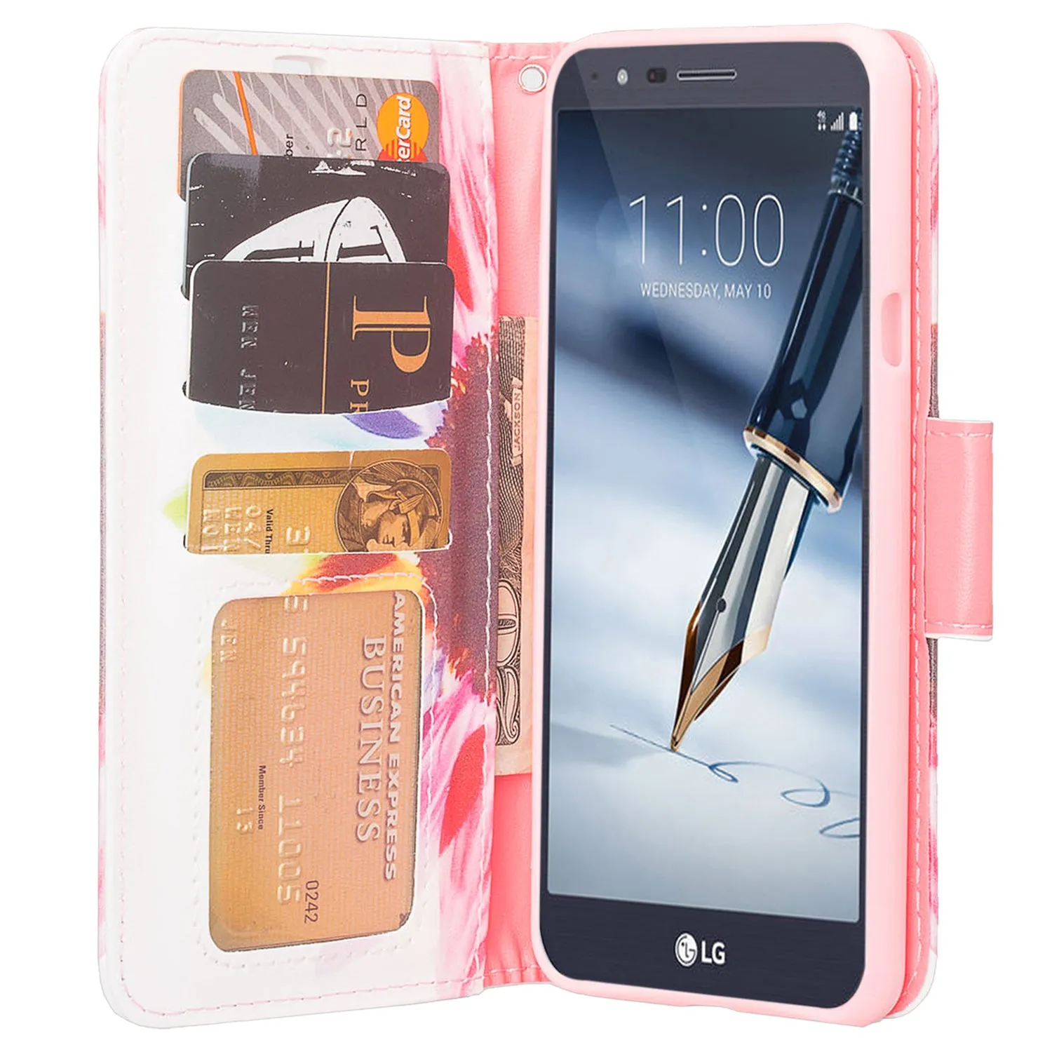 LG Stylo 4 Case, Stylo 4 Plus, Q Stylus Wallet Case, Wrist Strap Pu Leather Wallet Case [Kickstand] with ID & Credit Card Slots - Vivid Sunflower