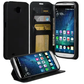 LG V9 Case, LG V9 Wallet Case, Slim Flip Folio [Kickstand] Pu Leather Wallet Case with ID & Credit Card Slots - Black