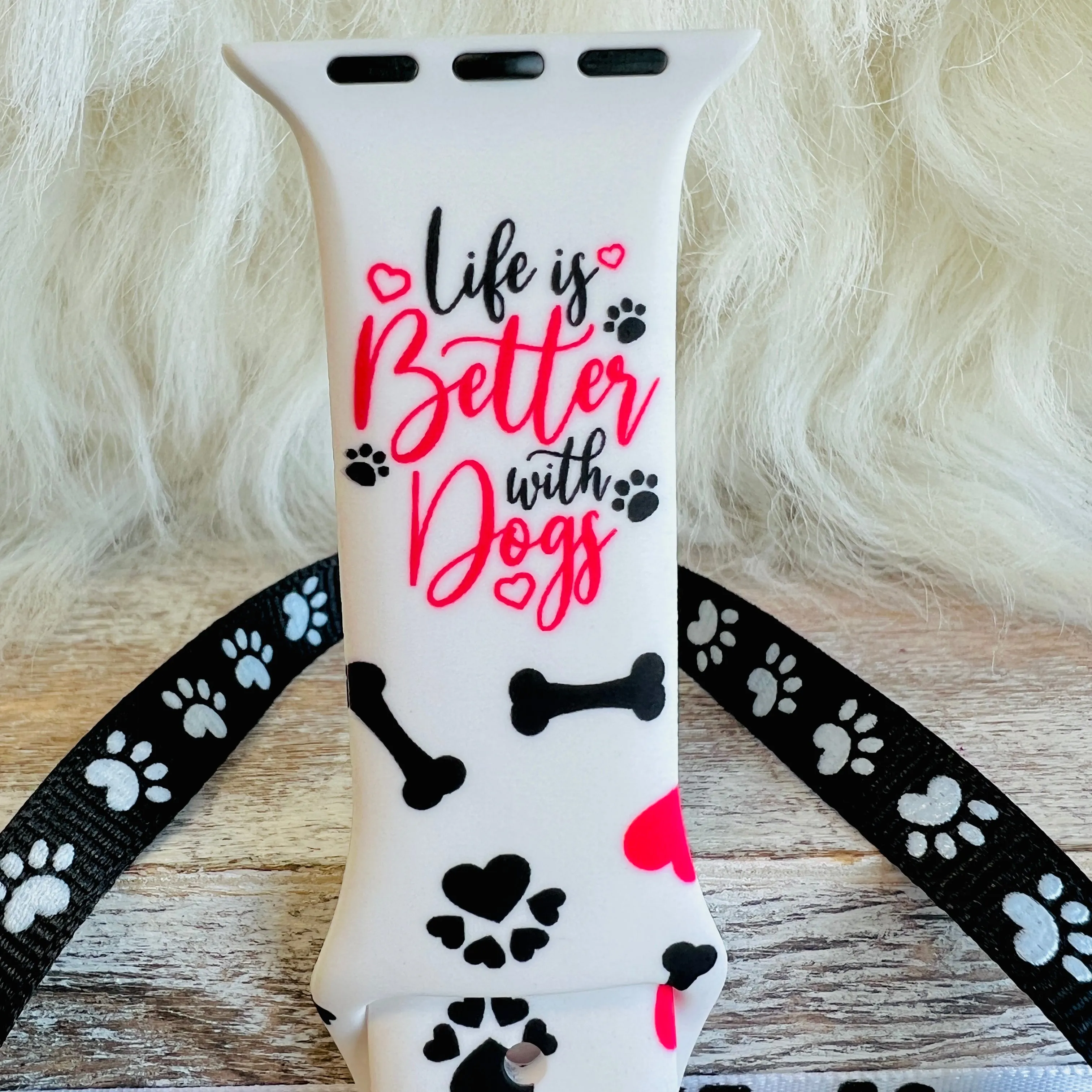 Life Is Better With Dogs Print Silicone Band For Apple Watch