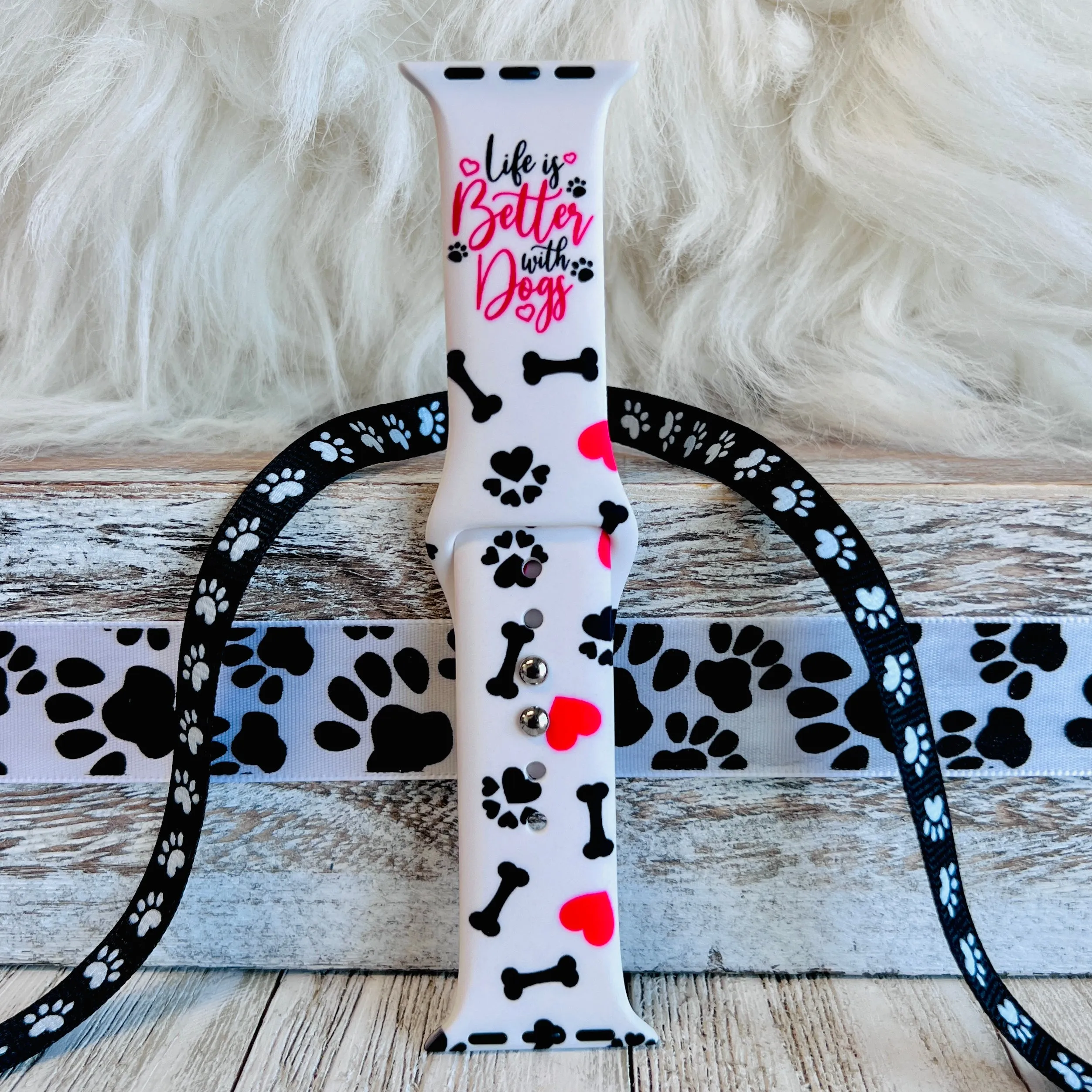 Life Is Better With Dogs Print Silicone Band For Apple Watch