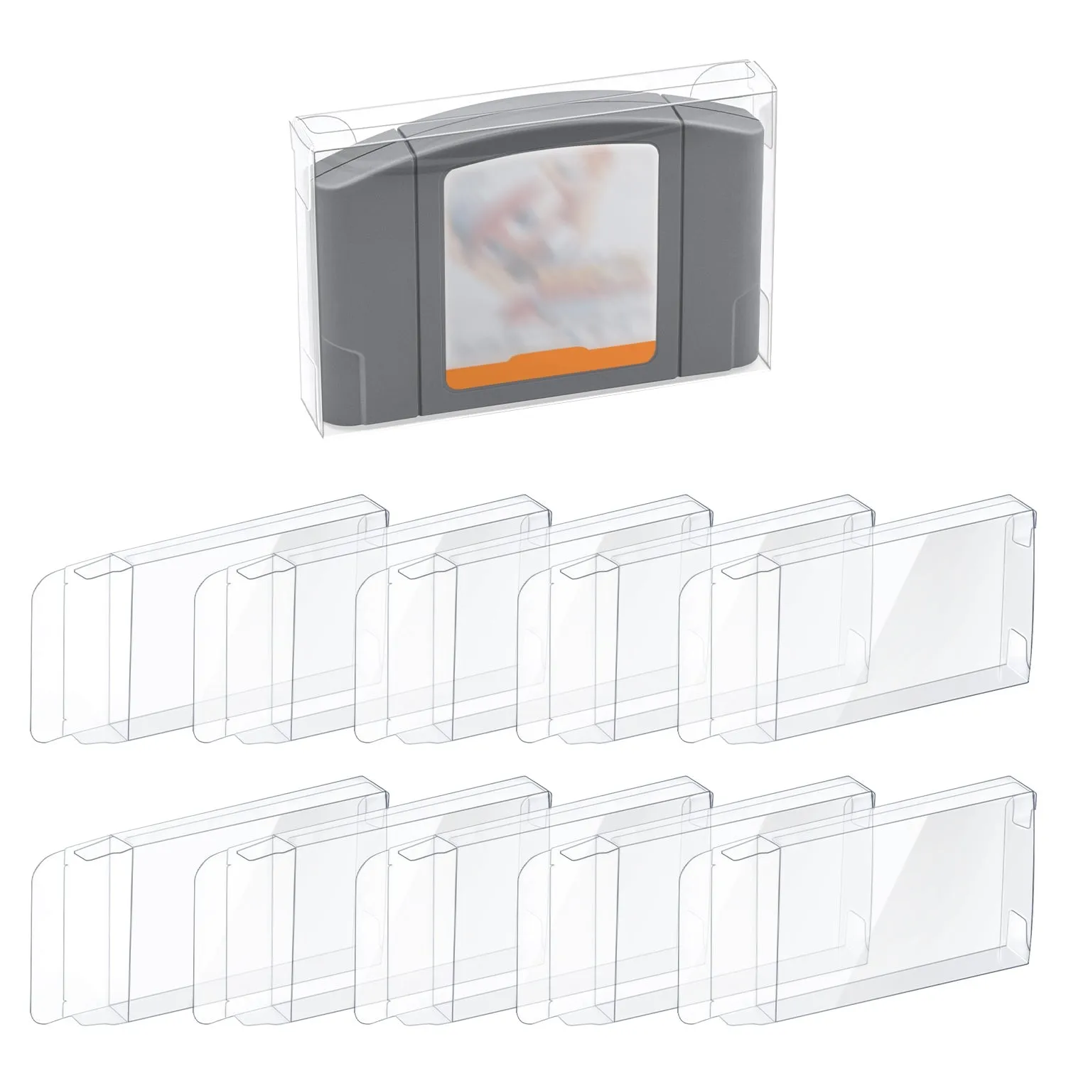 Lot 10 Retro Nintendo N64 Game Cartridge Clear Scratch Resistant Protector Case