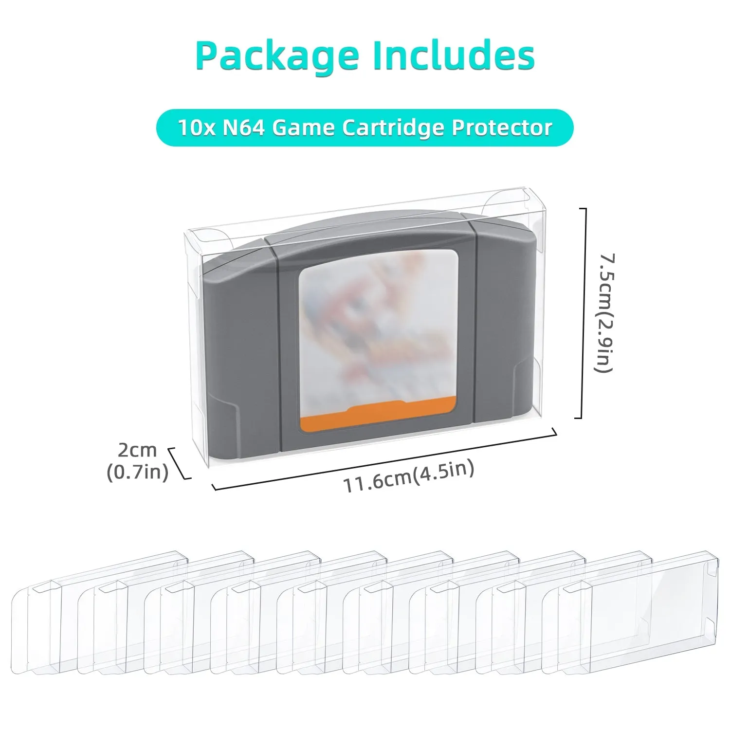 Lot 10 Retro Nintendo N64 Game Cartridge Clear Scratch Resistant Protector Case