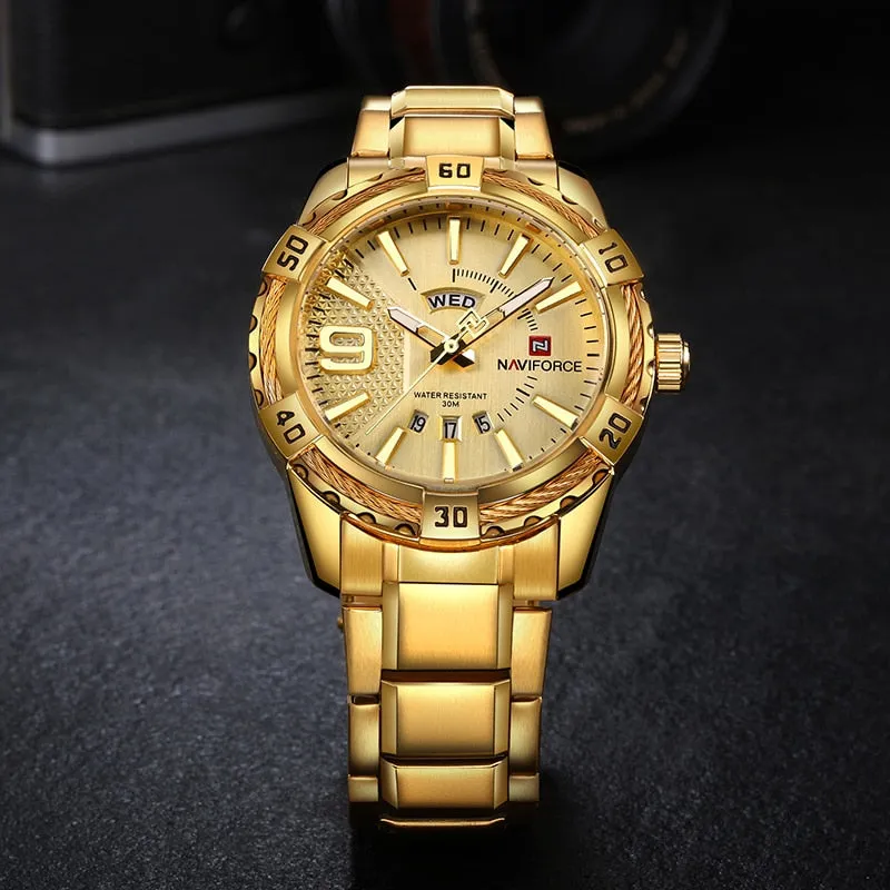 Luxury Brand  Men's Gold Watches Men's Waterproof Stainless Steel Quartz Watch