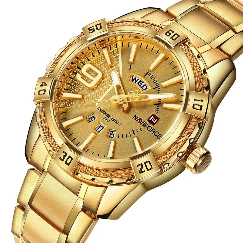 Luxury Brand  Men's Gold Watches Men's Waterproof Stainless Steel Quartz Watch