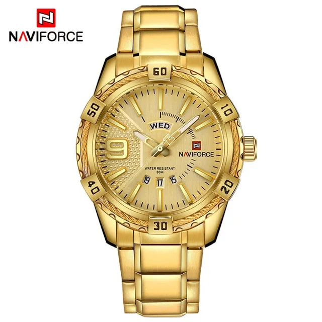 Luxury Brand  Men's Gold Watches Men's Waterproof Stainless Steel Quartz Watch