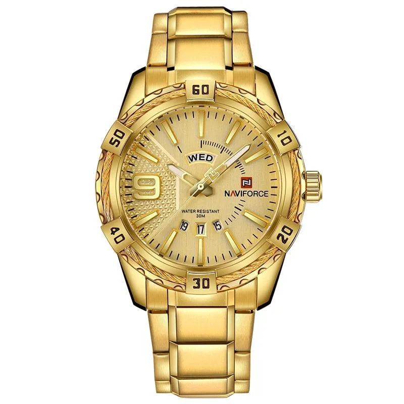 Luxury Brand  Men's Gold Watches Men's Waterproof Stainless Steel Quartz Watch