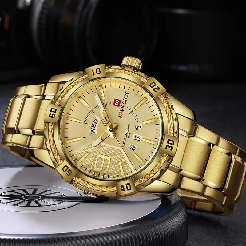 Luxury Brand  Men's Gold Watches Men's Waterproof Stainless Steel Quartz Watch