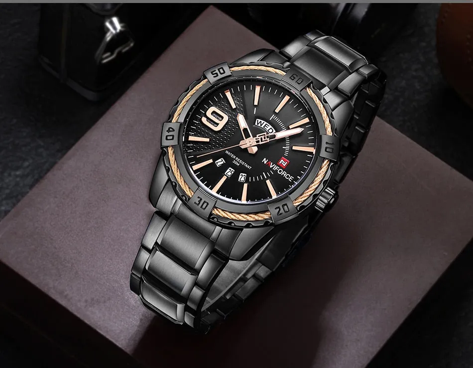 Luxury Brand  Men's Gold Watches Men's Waterproof Stainless Steel Quartz Watch