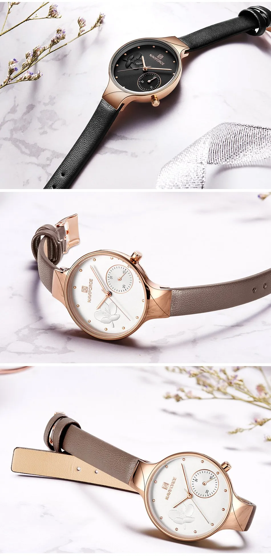 Luxury Fashion Quartz Wrist Watch Ladies Leather Waterproof Watch