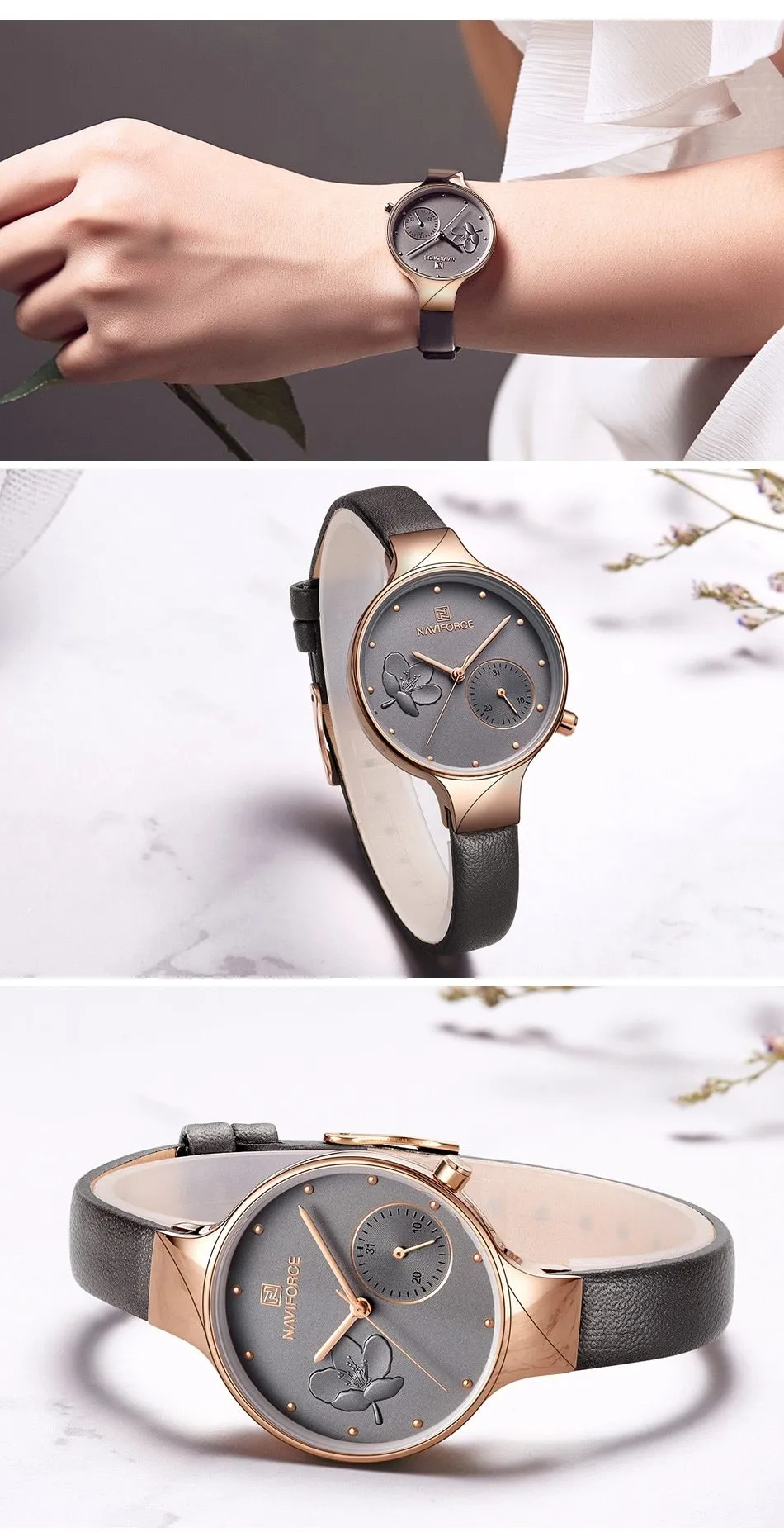 Luxury Fashion Quartz Wrist Watch Ladies Leather Waterproof Watch