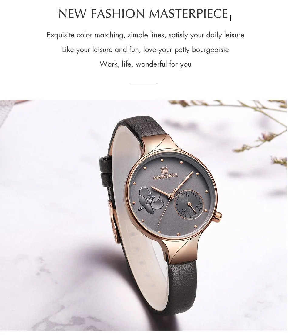 Luxury Fashion Quartz Wrist Watch Ladies Leather Waterproof Watch