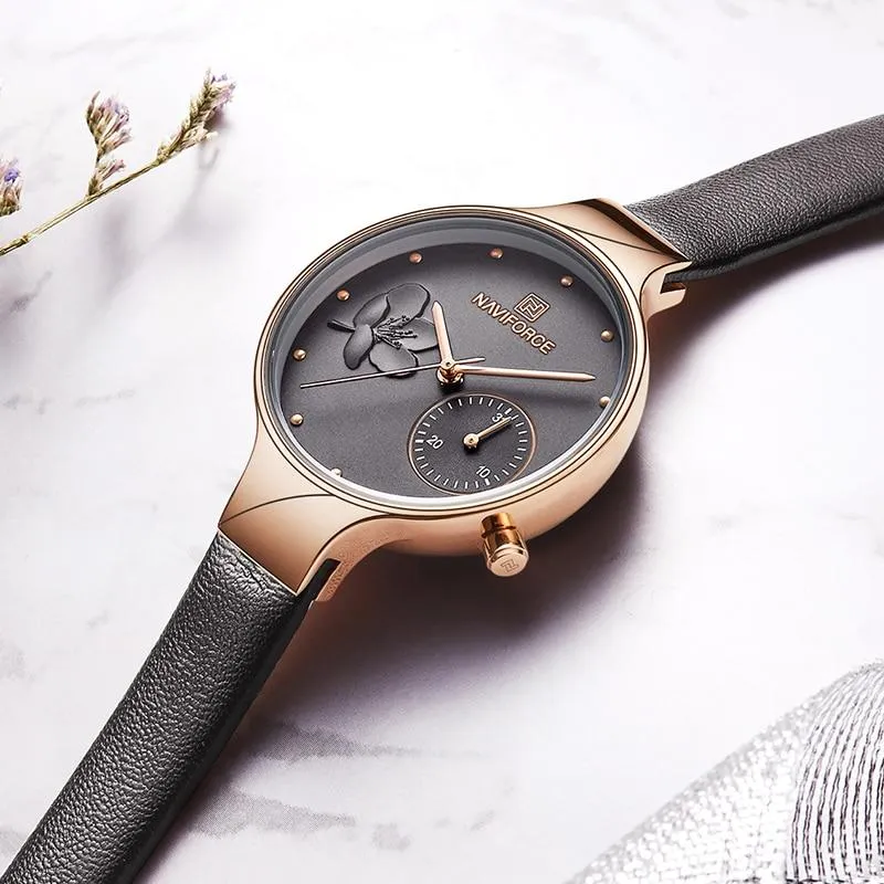 Luxury Fashion Quartz Wrist Watch Ladies Leather Waterproof Watch