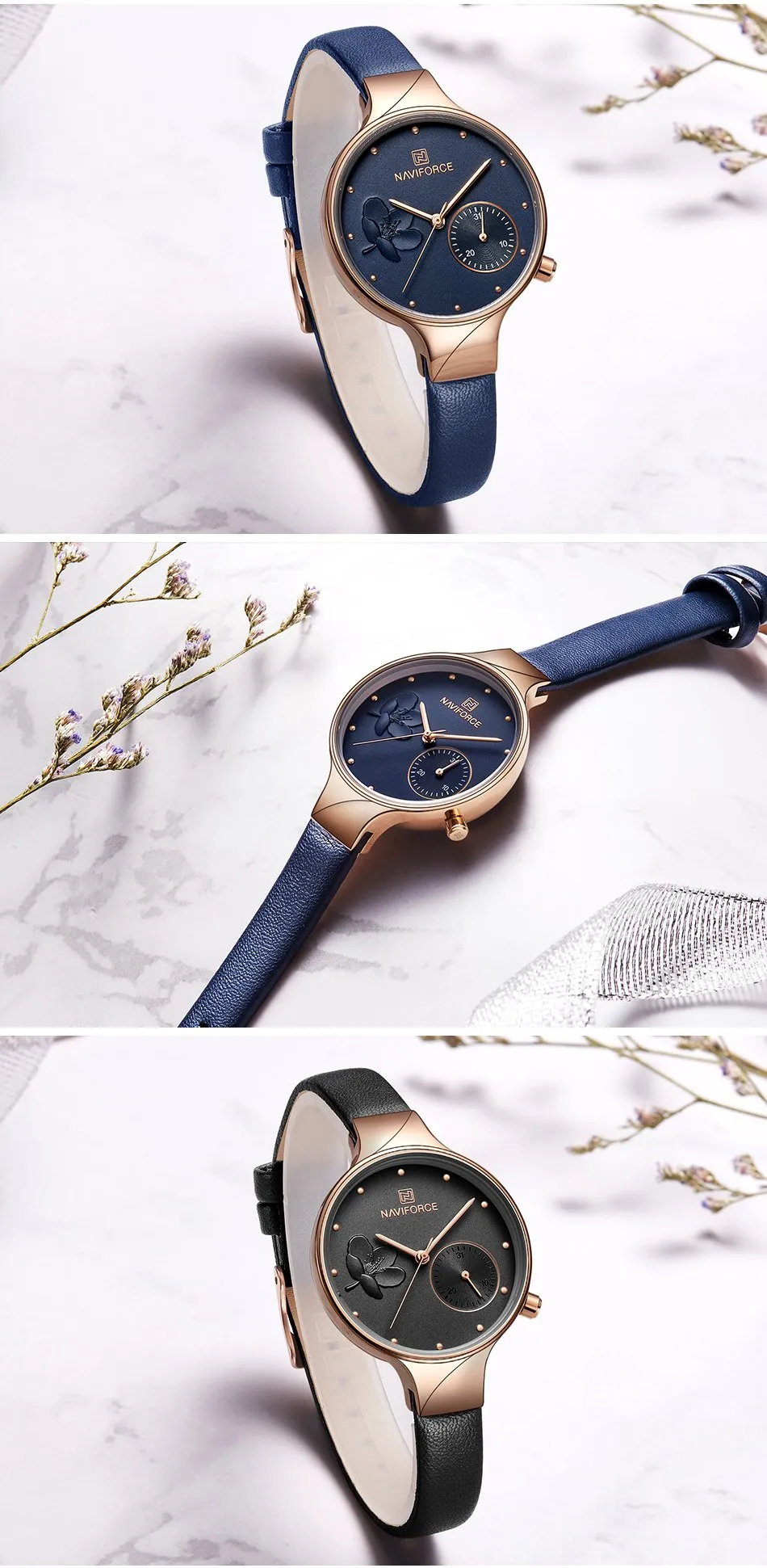 Luxury Fashion Quartz Wrist Watch Ladies Leather Waterproof Watch