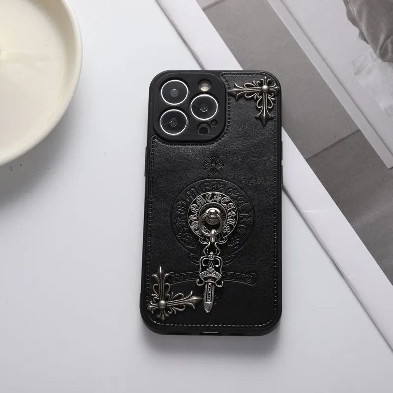 Luxury New Chrome Heart Cross Phone Case For iPhone