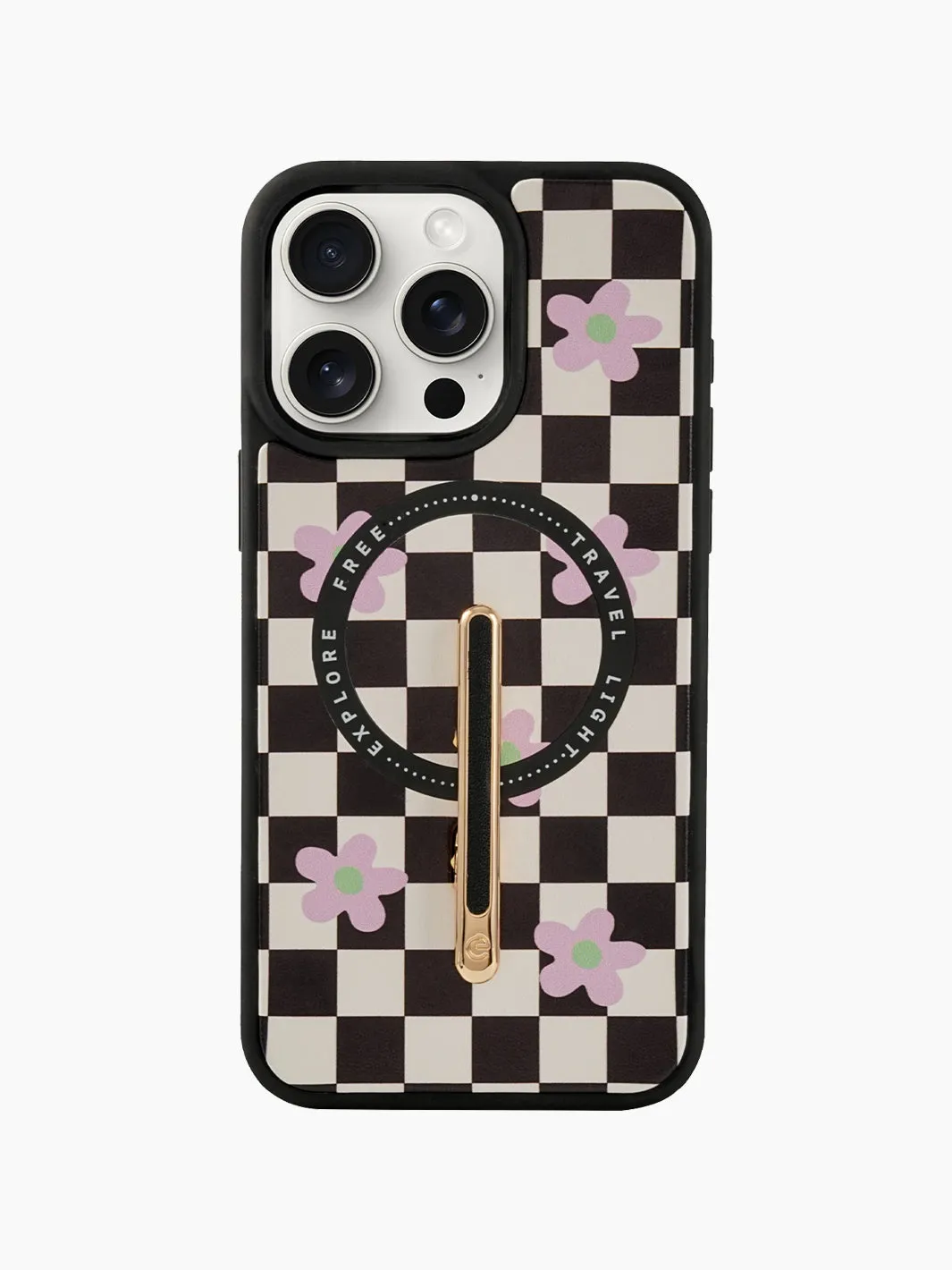 Magnetic Wireless Charging Phone Case With Single Pole Stand- Floral Print Style