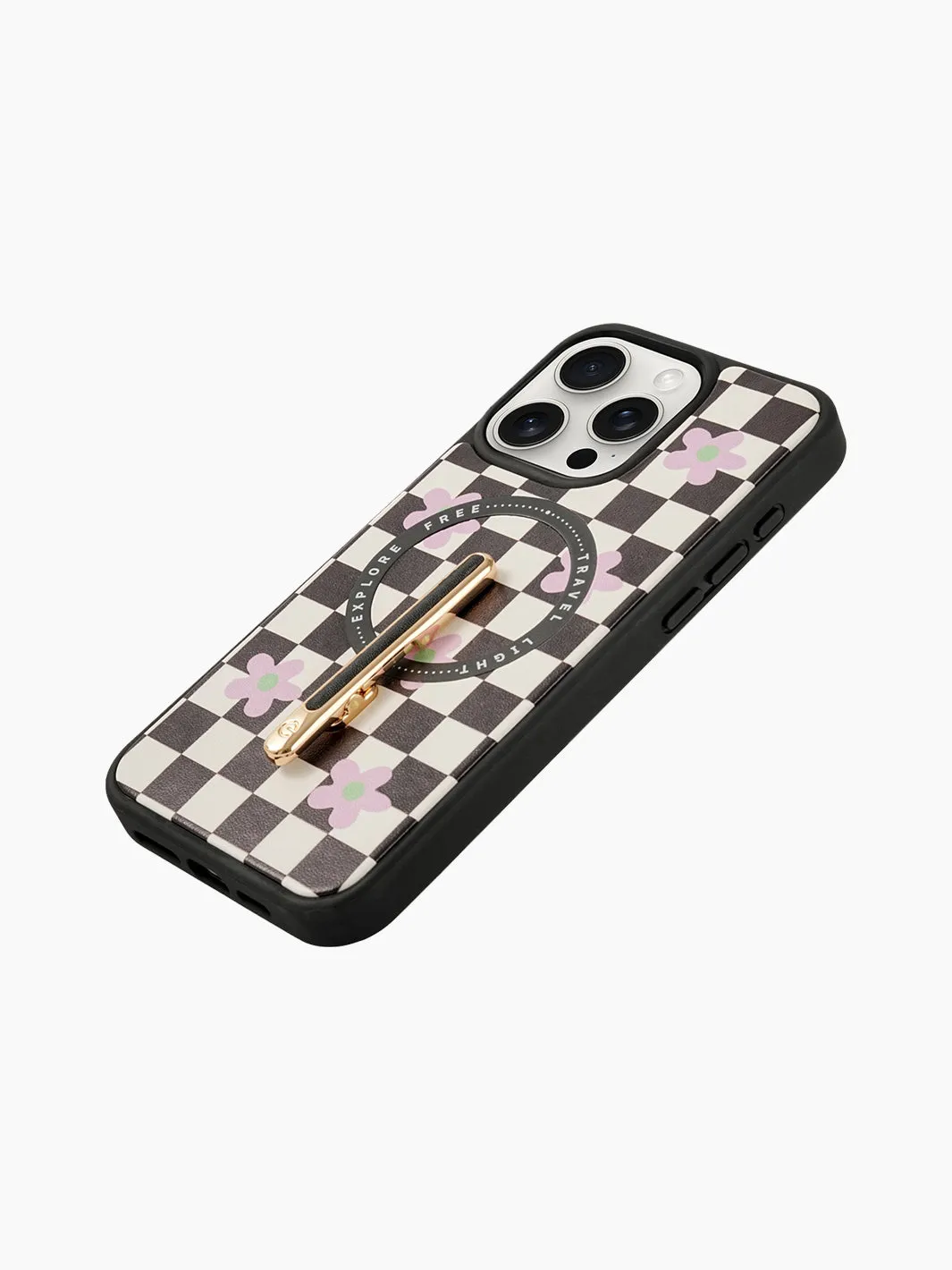 Magnetic Wireless Charging Phone Case With Single Pole Stand- Floral Print Style