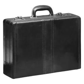 Mancini Leather Luxurious Italian Leather Expandable Attache Case Black