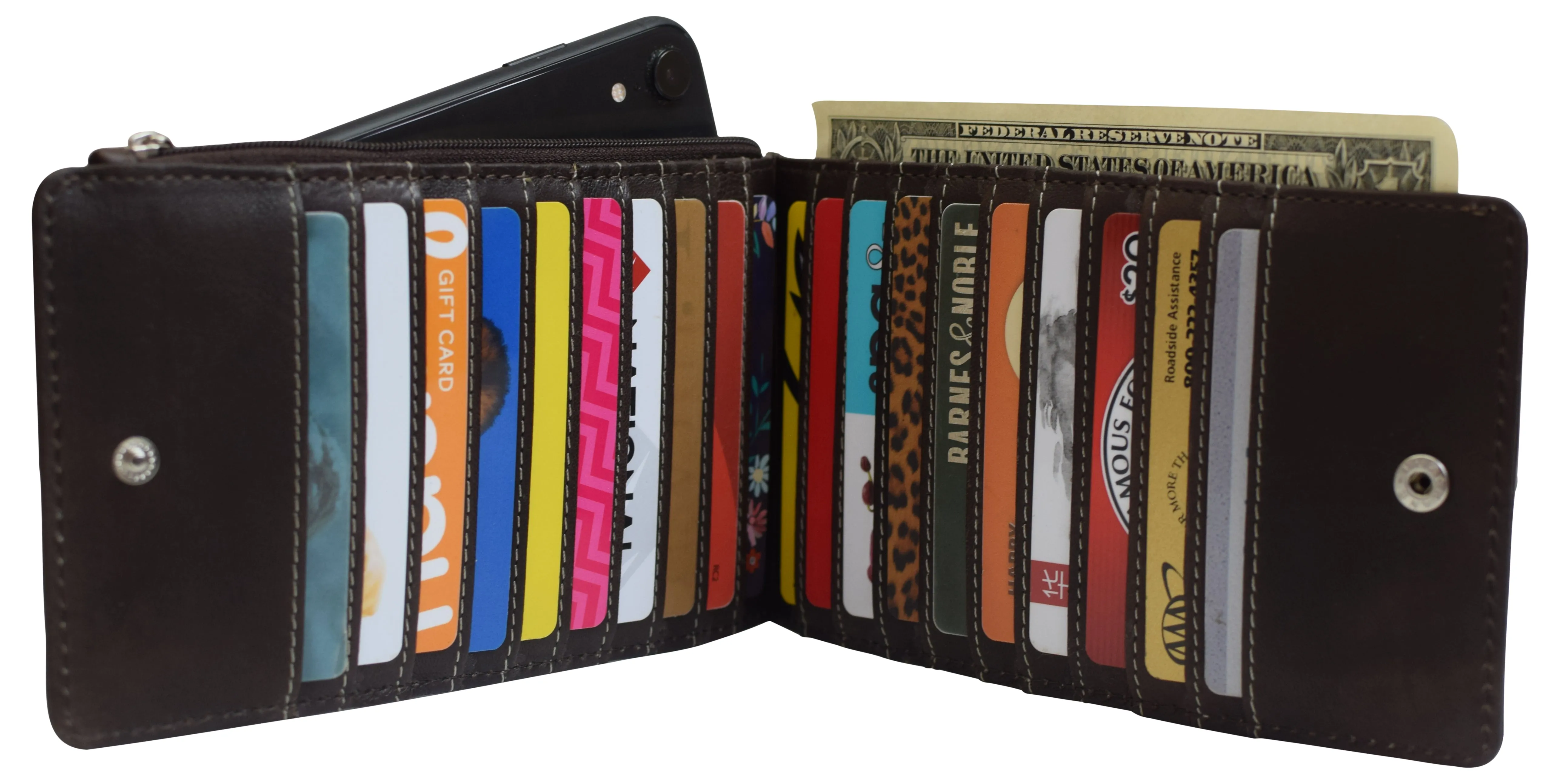 Marshal Womens Walllet RFID Blocking Bifold Multi Card Case Wallet with 2 Zipper Pockets