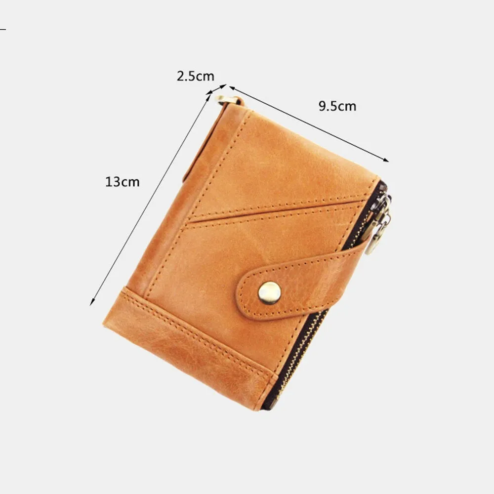 Men Genuine Leather Bifold Retro Multifunction Multi-card Slot Card Holder Coin Purse Money Clip Wallet