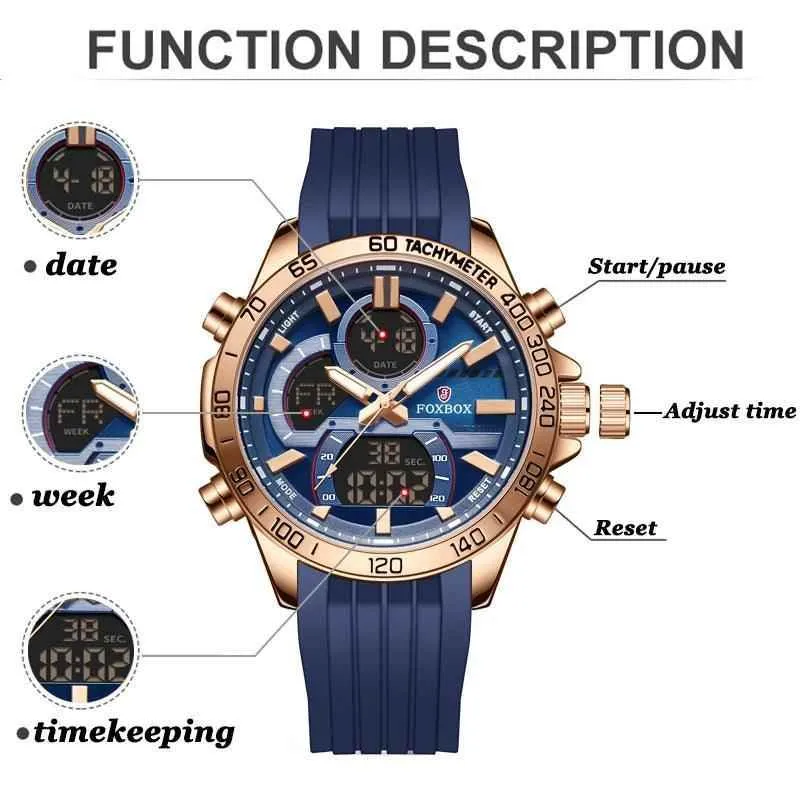 Men's Simple Fashion Watch with LED Display and Silicone Sport Band - SCW0035