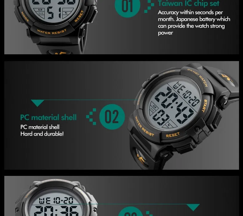 Men's Top Luxury Brand Sport Watch Electronic Digital 50M Waterproof Watches