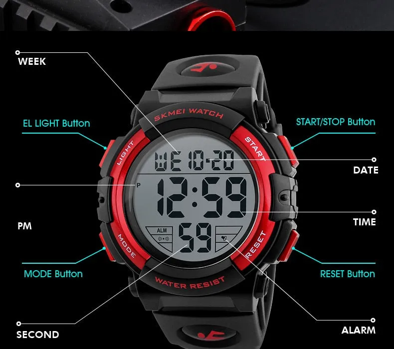 Men's Top Luxury Brand Sport Watch Electronic Digital 50M Waterproof Watches