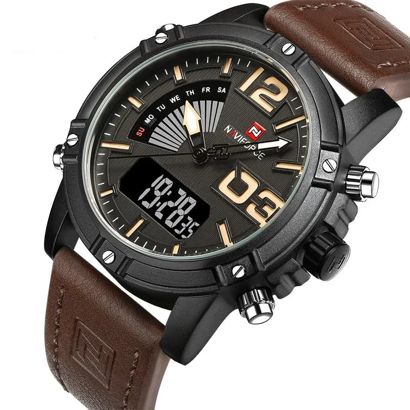 Men's Waterproof Leather Band Sport Watch