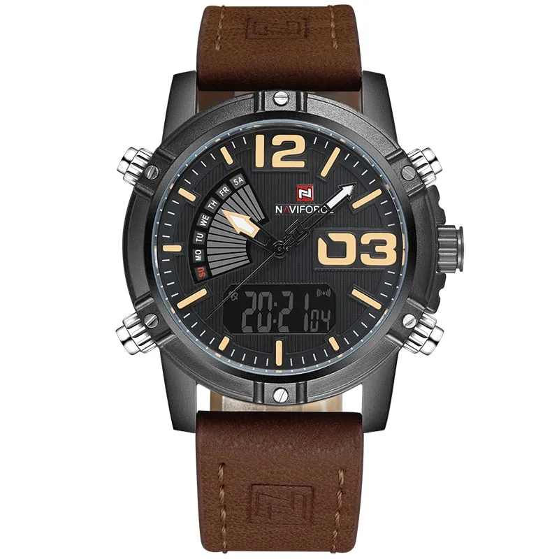 Men's Waterproof Leather Band Sport Watch