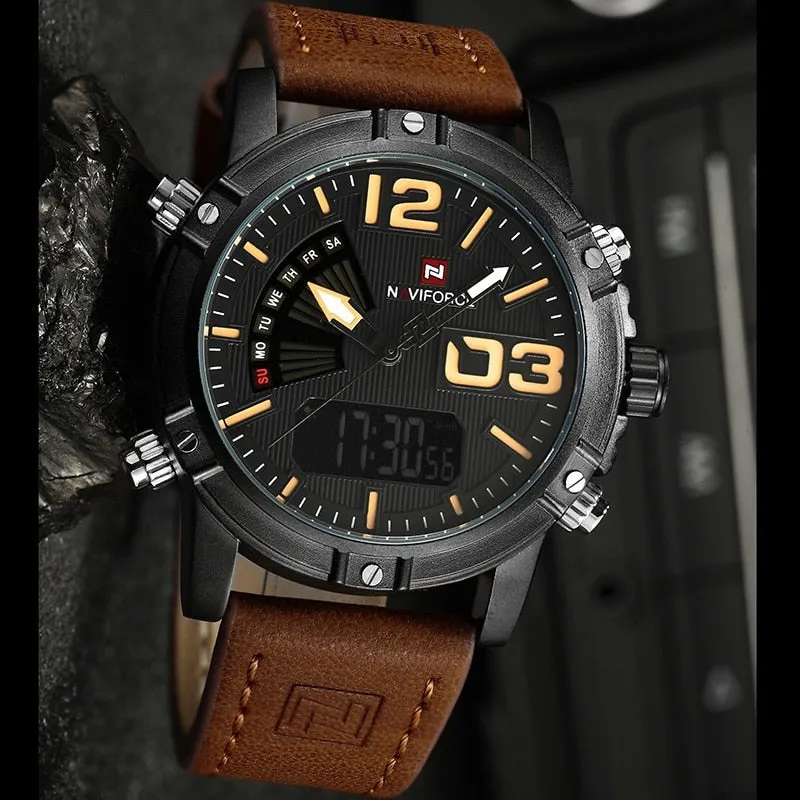 Men's Waterproof Leather Band Sport Watch