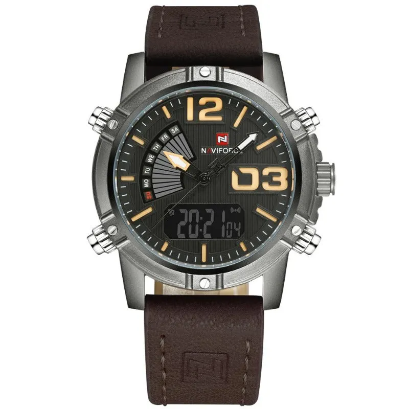 Men's Waterproof Leather Band Sport Watch