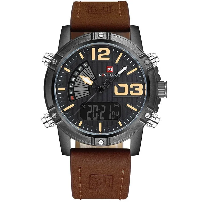 Men's Waterproof Leather Band Sport Watch