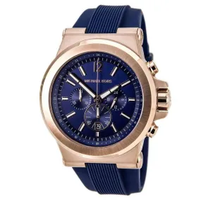 MICHAEL KORS Dylan Dial Rose Gold-tone Navy Silicone Strap Men's Watch MK8295