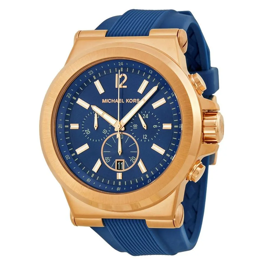 MICHAEL KORS Dylan Dial Rose Gold-tone Navy Silicone Strap Men's Watch MK8295