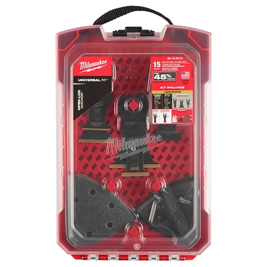 Milwaukee 49-10-9114 MILWAUKEE® Universal Fit OPEN-LOK™ 15PC Oscillating Multi-Tool Blade Kit w/ Modular Case