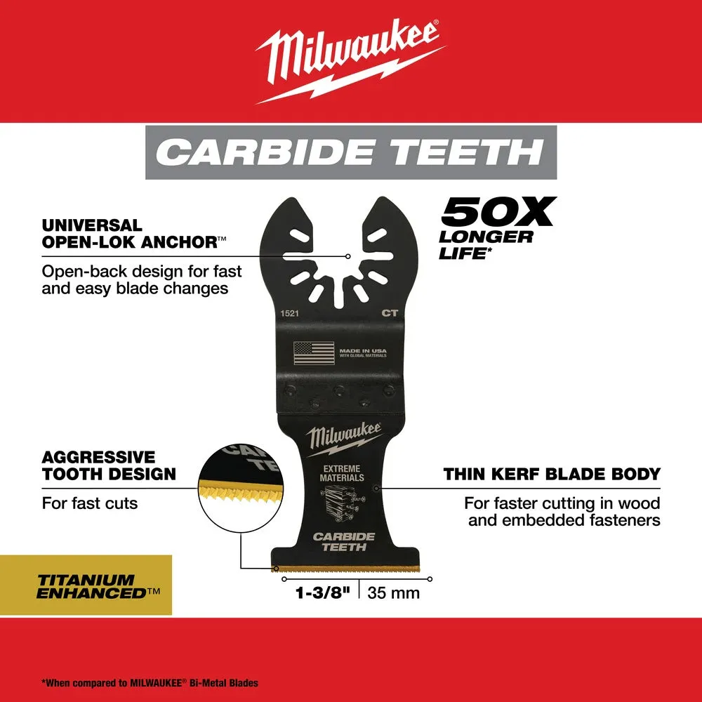 Milwaukee  49-25-1521 Milwaukee® OPEN-LOK™ 1-3/8" TITANIUM ENHANCED CARBIDE TEETH MULTI-MATERIAL BLADE 1PK