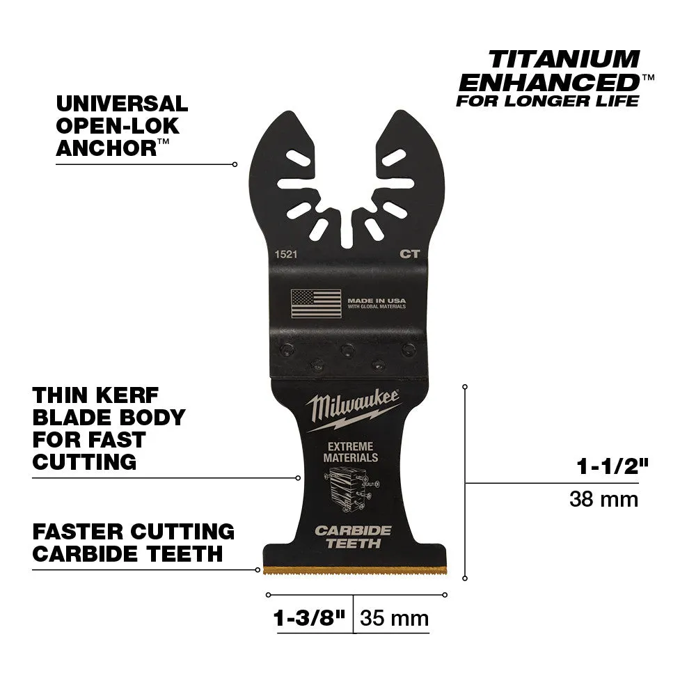 Milwaukee  49-25-1521 Milwaukee® OPEN-LOK™ 1-3/8" TITANIUM ENHANCED CARBIDE TEETH MULTI-MATERIAL BLADE 1PK