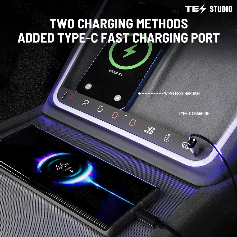 Model 3 Highland Wireless Charger With Ambient Light LED Center Console Phone Charger Tesstudio®