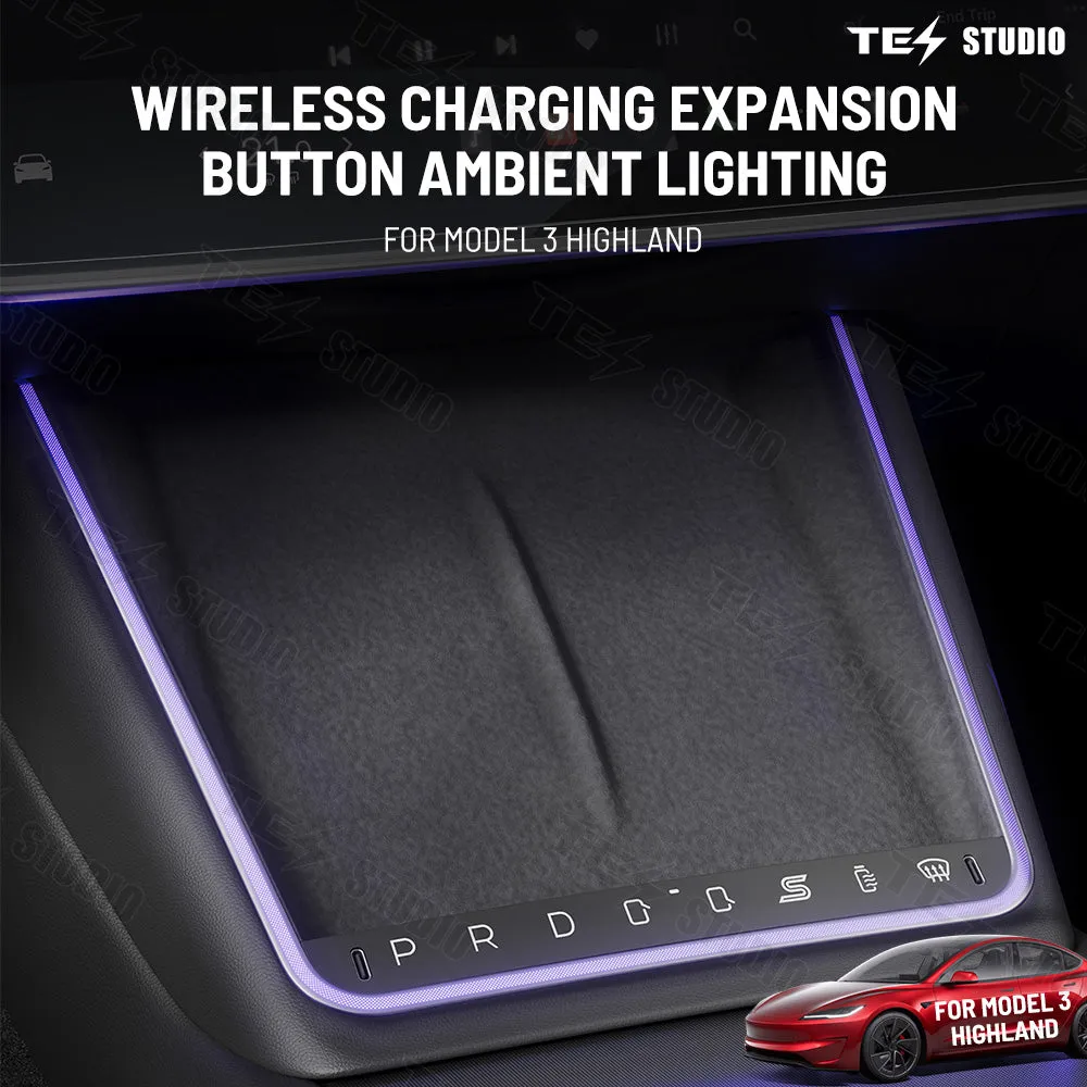 Model 3 Highland Wireless Charger With Ambient Light LED Center Console Phone Charger Tesstudio®