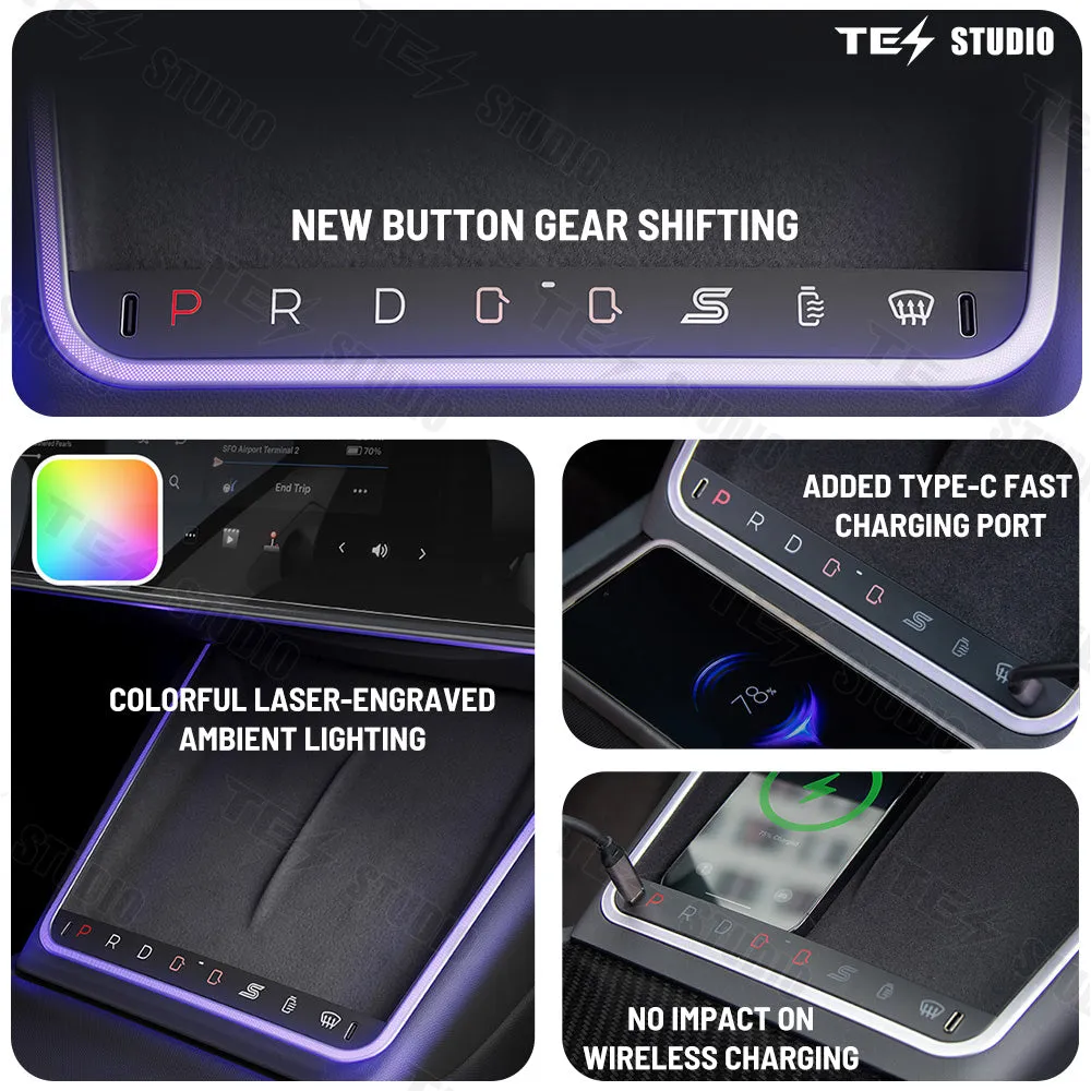 Model 3 Highland Wireless Charger With Ambient Light LED Center Console Phone Charger Tesstudio®