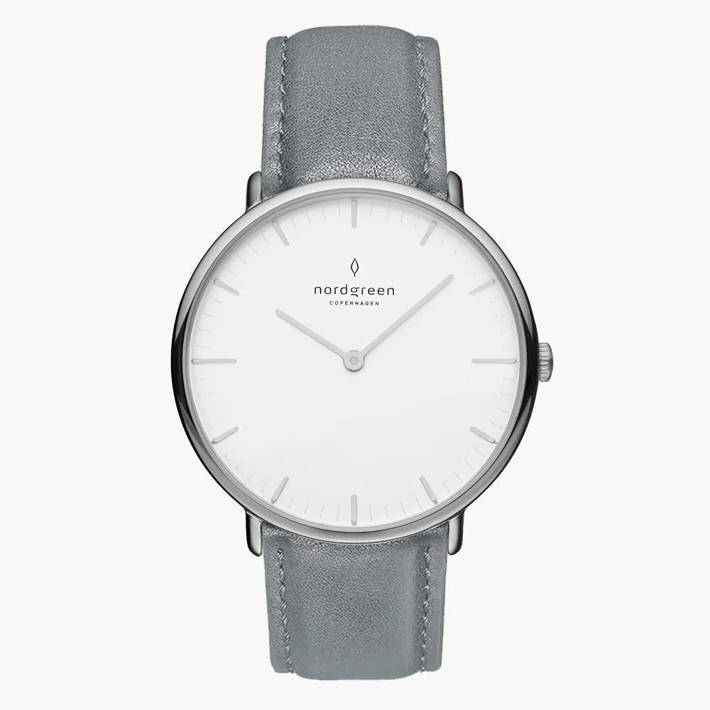 Native | White Dial - Grey Leather