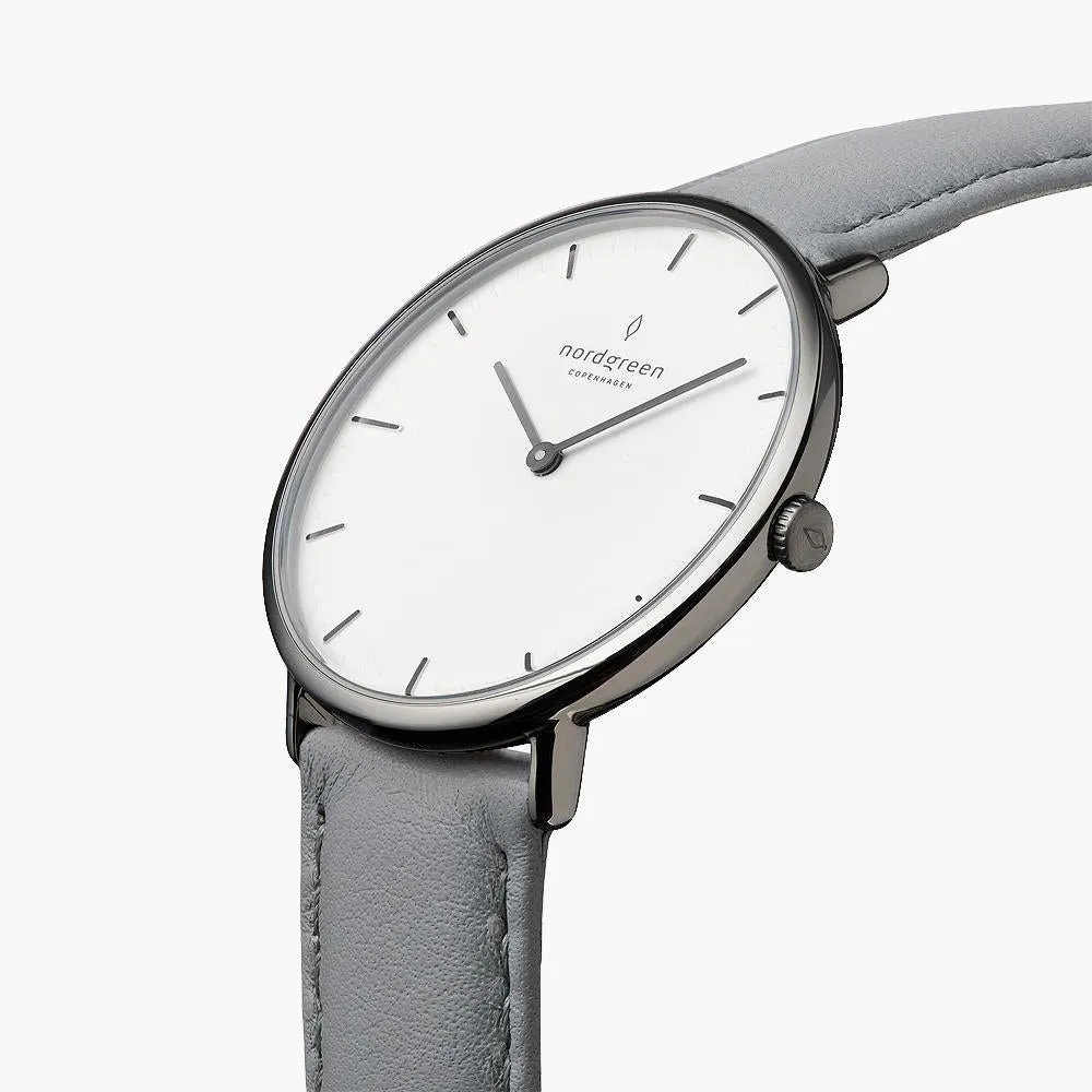 Native | White Dial - Grey Leather