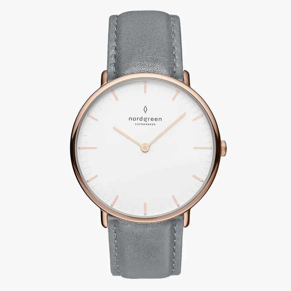 Native | White Dial - Grey Leather