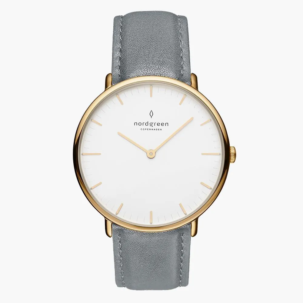 Native | White Dial - Grey Leather