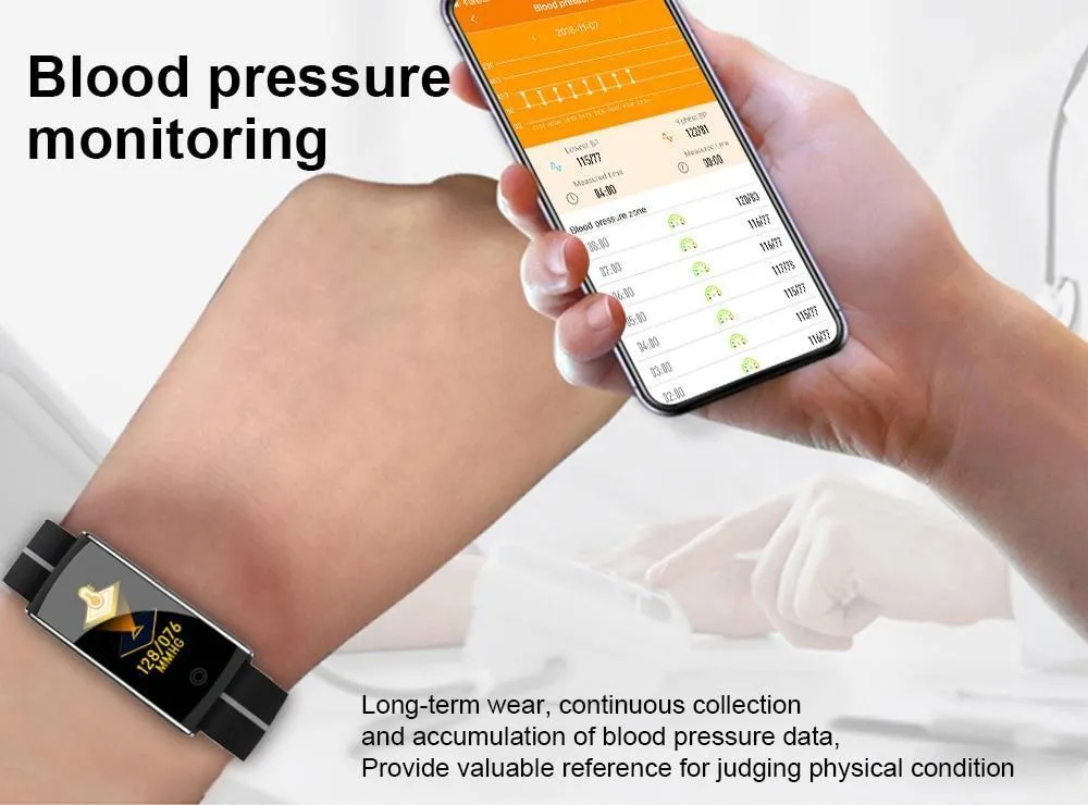 New Fitness Bracelet IP68 Waterproof Heart Rate Blood Pressure Monitoring Fitness Tracker Watch For Android iOS