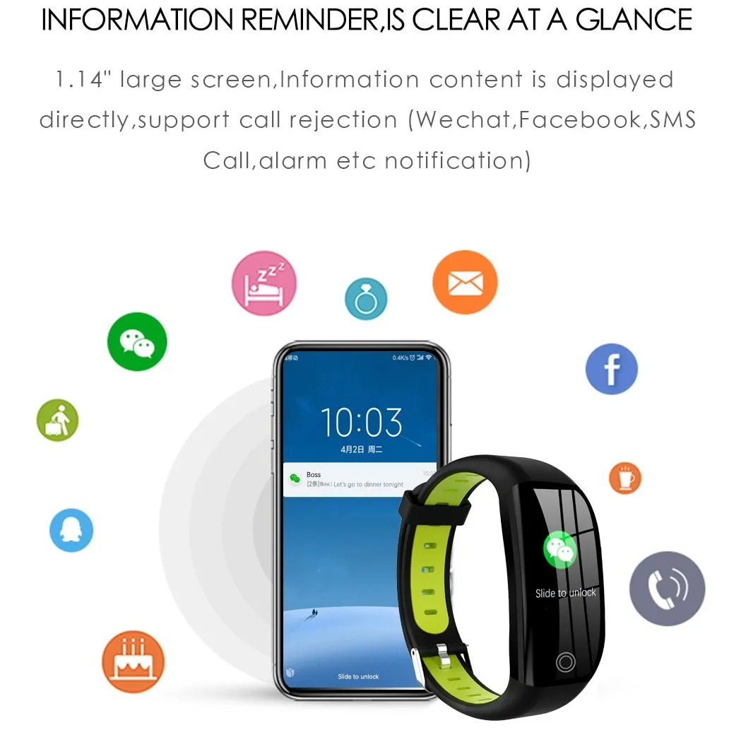 New IP68 Waterproof Fitness Bracelet Blood Pressure Monitor Sleep Tracker Pedometer Smartwatch