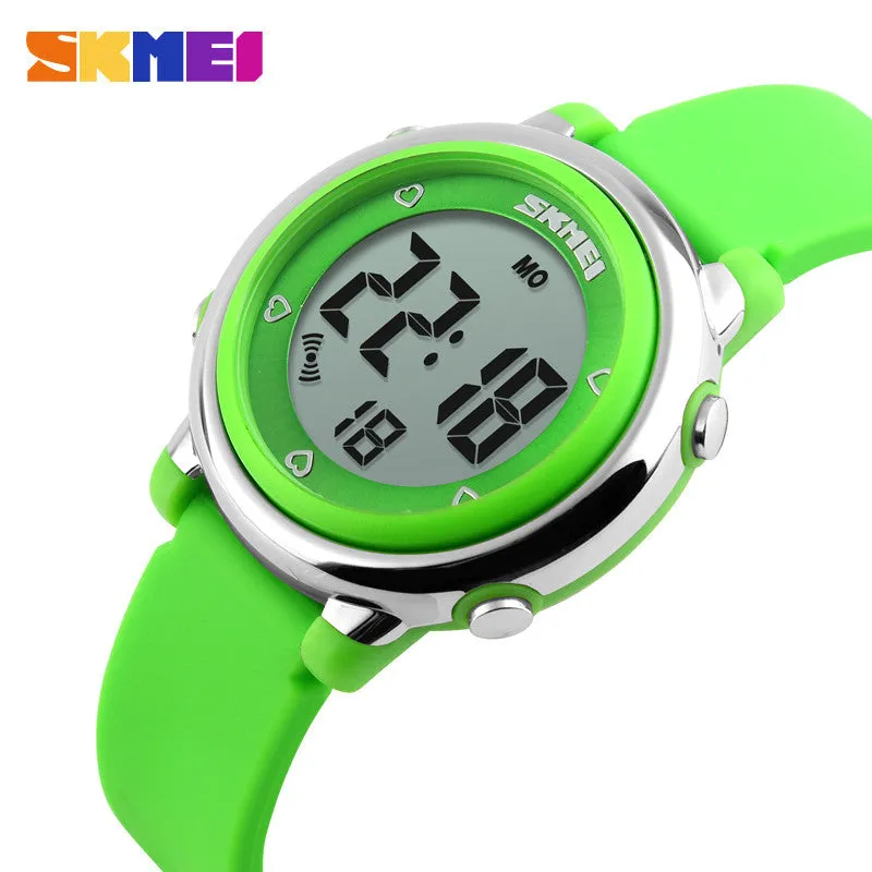 New SKMEI popular Brand children kids fashion Sports Watches Digital LED Wristwatches green blue white black rubber strap