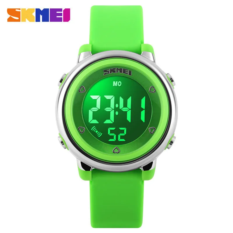 New SKMEI popular Brand children kids fashion Sports Watches Digital LED Wristwatches green blue white black rubber strap